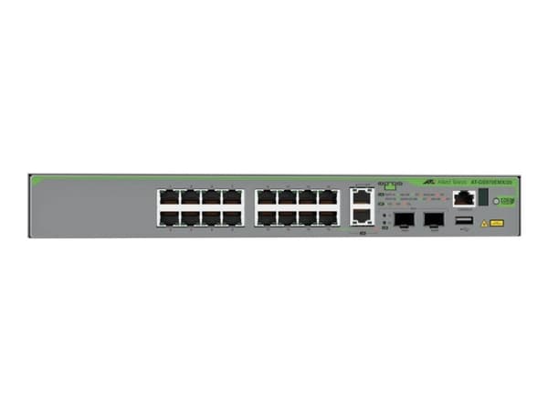 Allied Telesis CentreCOM AT-GS970EMX/20 - Switch - L3 Lite - Styrt - 16 x 10/100/1000 + 2 x 1/2.5/5/10GBase-T + 2 x 1 Gigabit / 10 Gigabit SFP+ - sta Grå