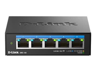 D-Link DMS 105 - Switch - ohanterad - 5 x 10/100/1000/2.5G - skrivbordsmodell, väggmonterbar