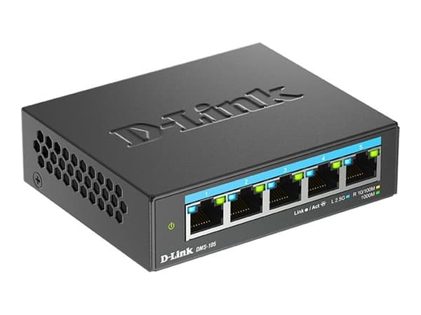 D-Link DMS 105 - Switch - ohanterad - 5 x 10/100/1000/2.5G - skrivbordsmodell, väggmonterbar
