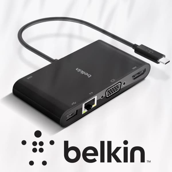 USB-C-hubb till 4K HDMI, VGA, Ethernet, USB 3.0 och USB-C Power Delivery Belkin