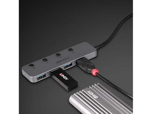 Lindy 43383, USB 3.2 Gen 1 (3.1 Gen 1) Type-C, USB 3.2 Gen 1 (3.1 Gen 1) Type-A, 5000 Mbit/s, Grå, Akrylnitrilbutadienstyren (ABS), Gjuten aluminium,