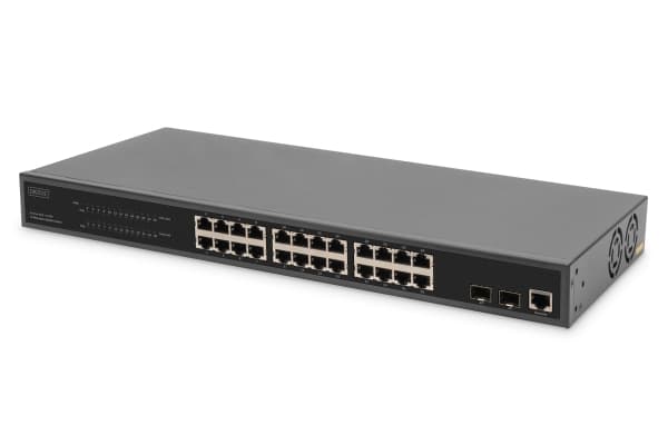 Digitus DN-95359, Håndtert, L2, Gigabit Ethernet (10/100/1000), Strøm over Ethernet (PoE), Rack-montering, 1U Sort