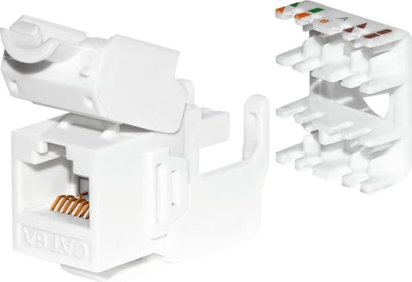 NetRack Keystone Jack RJ45 modul kat. 6A UTP, verktøyfri, hvit Netrack