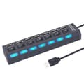Miniatyrbild 1 av 4: 7 Port Black - USB 2.0 Hub 7 Port USB Hub, Splitter, Multiple Expander, USB Adapter med Switch