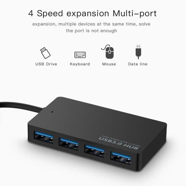 USB2.0 Black 7 Port - High Speed USB Hub Flera externa portar, USB Splitter Adapter, Expander, en