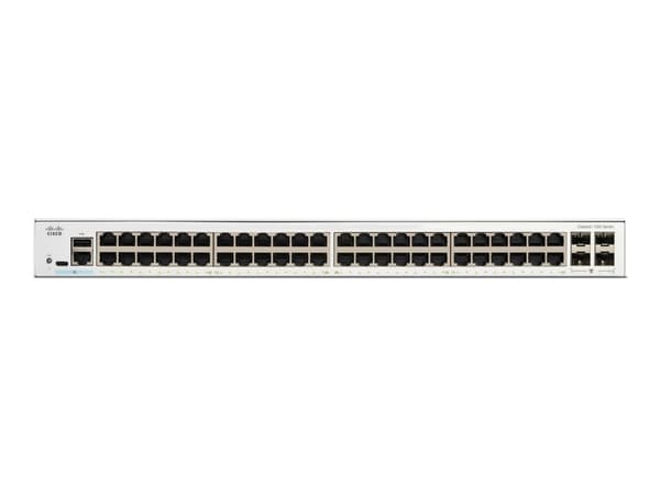 Cisco Catalyst 1300-48T-4G Managed Switch, 48 Port GE, 4x1GE SFP, Limited Lifetime Protection (C1300-48T-4G), Managed, L2/L3, Gigabit Ethernet (10/10