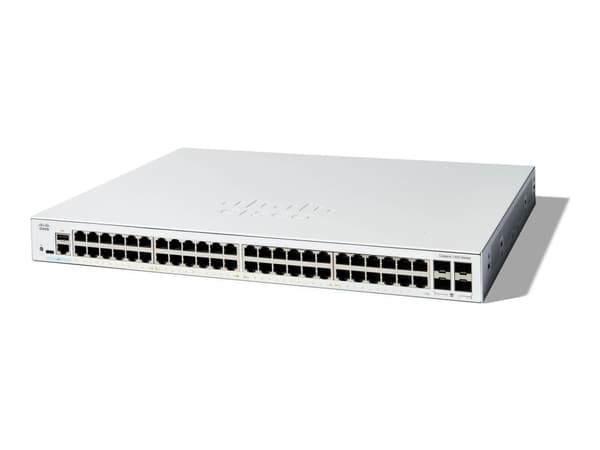 Cisco Catalyst 1300-48T-4G Managed Switch, 48 Port GE, 4x1GE SFP, Limited Lifetime Protection (C1300-48T-4G), Managed, L2/L3, Gigabit Ethernet (10/10