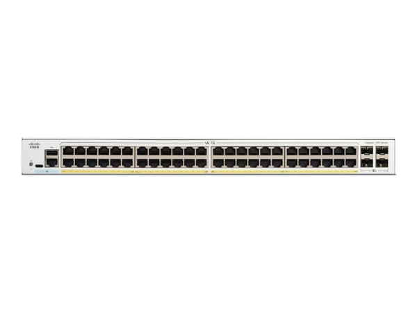 Cisco Catalyst 1300-48FP-4X - Switch - L3 - Administrerad - 48 x 10/100/1000 (PoE+) + 4 x 10 Gigabit SFP+ - rackmonterbar - PoE+ (740 W)