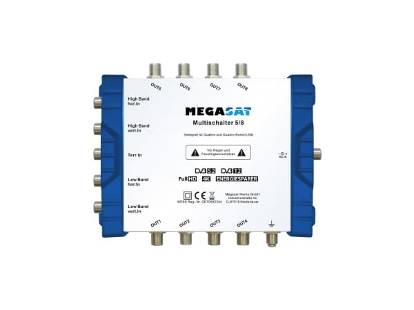Megasat 0600150, 5 innganger, 8 utganger, 950 - 2250 MHz, 47 - 862 MHz, 30 dB, CE