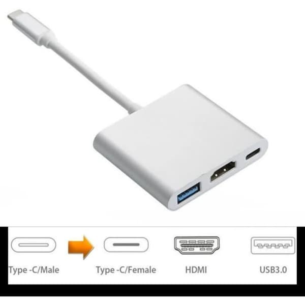 GSTORE 4K USB C till HDMI Adapter, Typ C Hub till HDMI Adapter Converter med USB 3.0-port och USB C-laddningsport