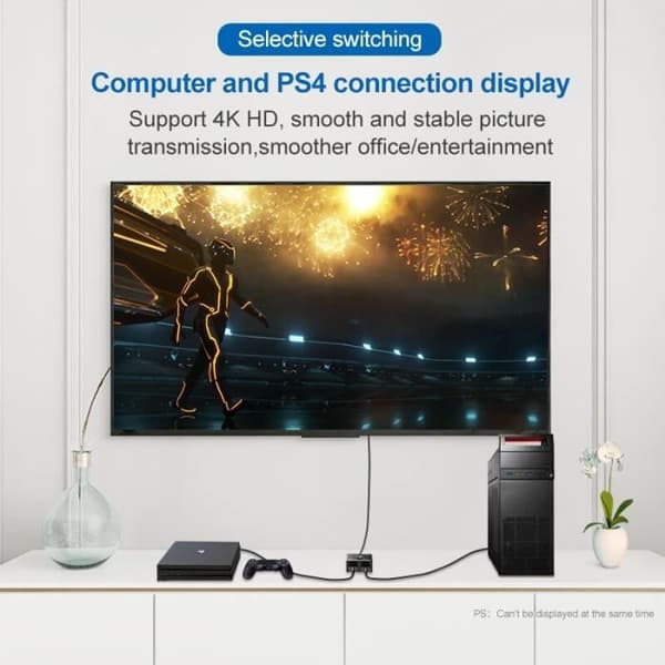 HDMI-kompatibel 4K splitter, 1x2-2x1 dubbelriktad KVM-switch, 2 i 1 ut för PS4-3 TV-box [2E9F81A]