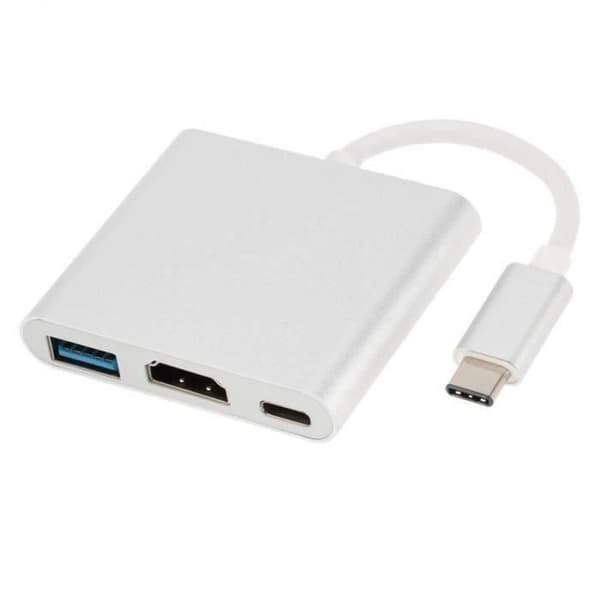 Hub Adapter USB 3.1 Typ-C hane till HDMI - USB 3.0 - USB-C - WhiteHub*AS