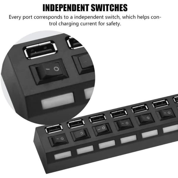 USB 2.0 Hub 7 portar USB splitter Flera USB-portar Adapter Höghastighets 480mbps[360]