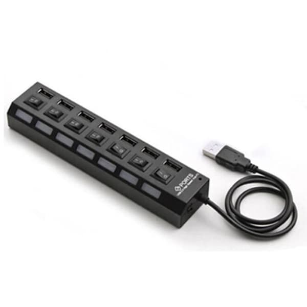 7Ports LED Splitter Light USB 2.0 Adapter Hub Ström på/av Switch Tool