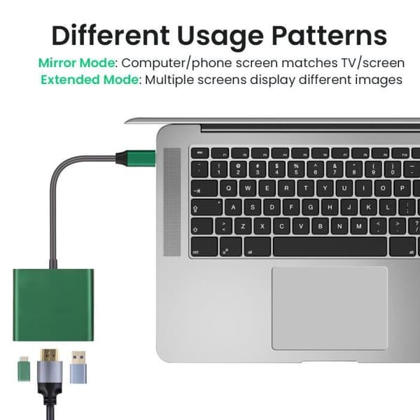 WHITE - USB typ c till HDMI HUB, USB C-kompatibel splitter, 3 i 1, 4K, HDMI, USB 3.0 PD, snabbladdning,