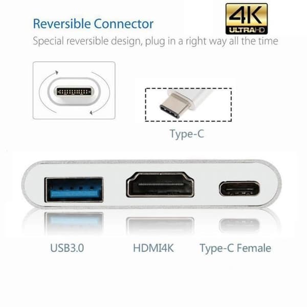 Usb 3.1 Type-C Usb-C hane till usb 3.0 HDMI usb-C hona adapterkabel