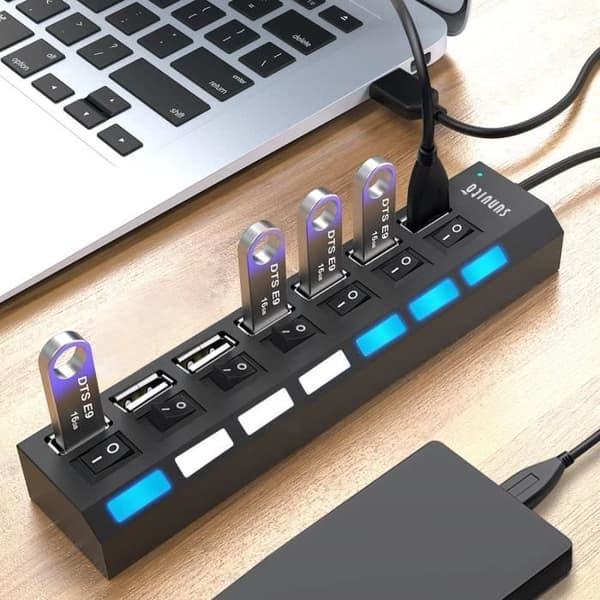 7-portars USB 2.0-hubb, USB-delare, för dataöverföring och synkronisering, flera USB-portar [263]