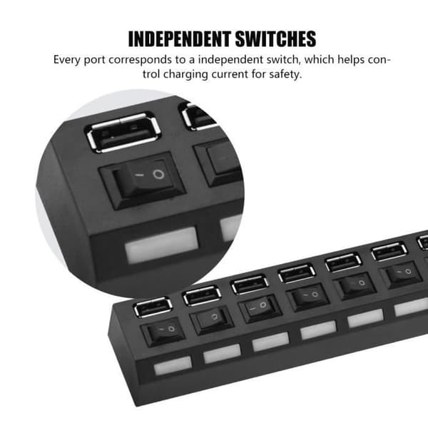 VBESTLIFE 480 Mbps USB-hubbar 7-portar Multiple USB 2.0 Hub, Multi-Function Hub Splitter High Speed Data Transfer 18397