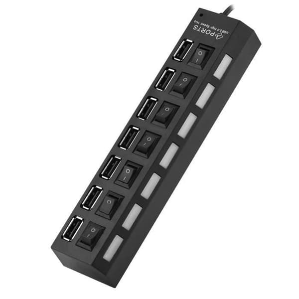 VBESTLIFE 480 Mbps USB-hubbar 7-portar Multiple USB 2.0 Hub, Multi-Function Hub Splitter High Speed Data Transfer 18397