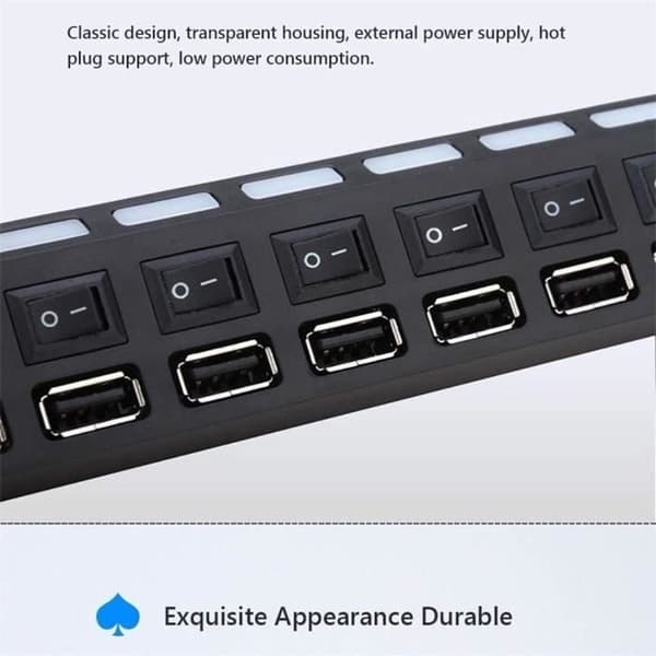 USB Hubs USB Hub JDL-A7 USB HUB Hub 7 portar USB 2.0 Oberoende Switch High Speed Indicator Ultra Slim Splitter 21289