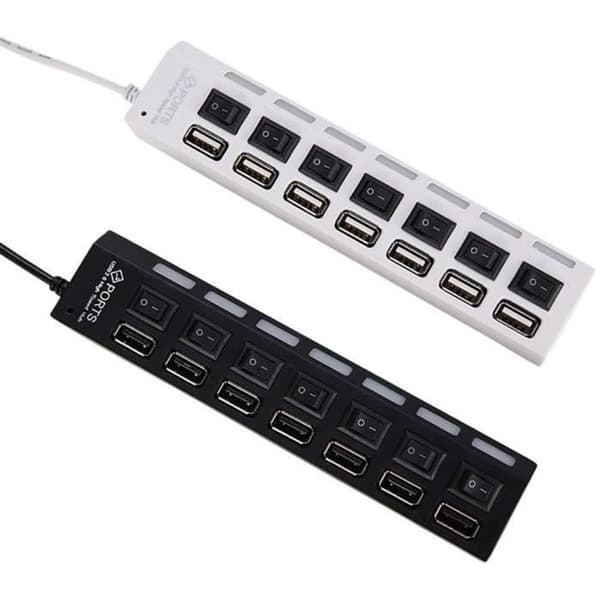 USB Hubs USB Hub JDL-A7 USB HUB Hub 7 portar USB 2.0 Oberoende Switch High Speed Indicator Ultra Slim Splitter 21289