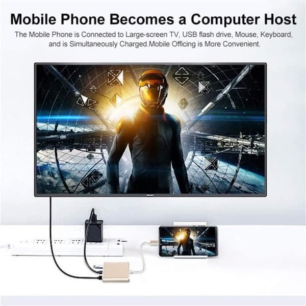 USB C-adapter - Eono - 3 i 1 - HDMI 4K - USB 3.0 - Snabb laddning