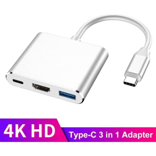 USB C-adapter - Eono - 3 i 1 - HDMI 4K - USB 3.0 - Snabb laddning