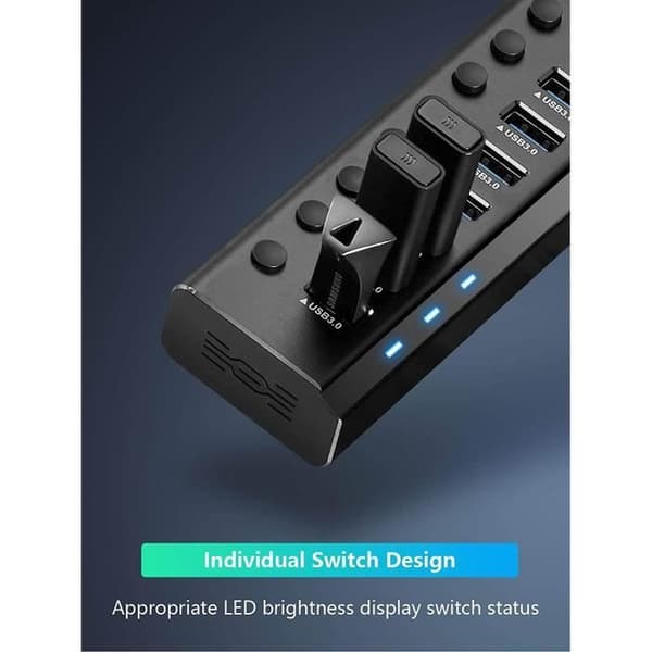 USB 3.0-hubb - RSHTECH - Aluminium - 16 portar - 100 W strömförsörjning - Hastighet 5 Gbps