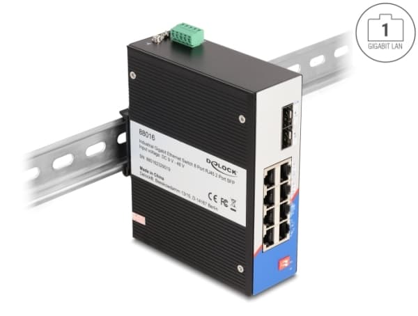 Delock - Switch - 8 x 10/100/1000 + 2 x SFP - DIN-skenmonterbar