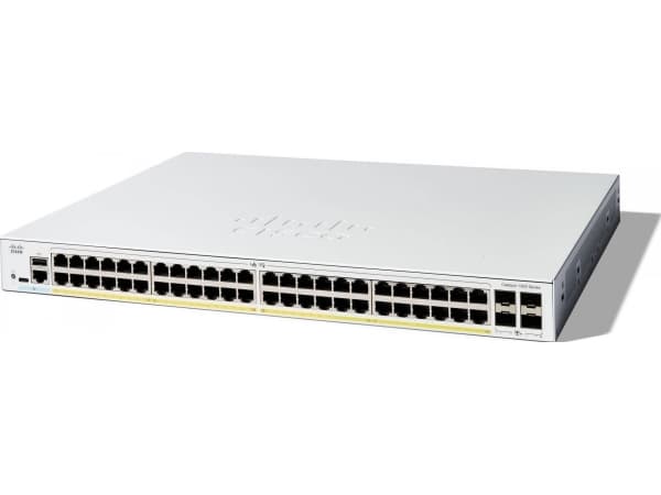 Cisco Catalyst 1300-48P-4X Managed Switch, 48 Port GE, PoE, 4x10GE SFP+, Limited Lifetime Protection (C1300-48P-4X), Managed, L2/L3, Gigabit Ethernet