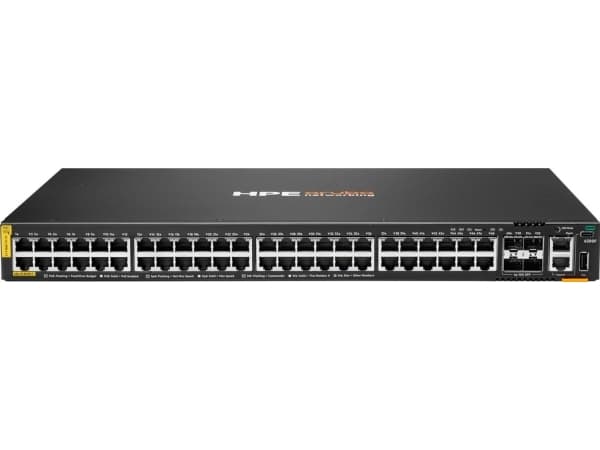 HPE Aruba 6200F 48G Class4 PoE 4SFP+ 370W Switch - Switch - max. staplingsavstånd 10 kms - L3 - Administrerad - 48 x 10/100/1000 (PoE+) + 4 x 1 gigab