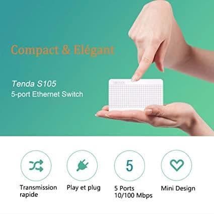 TENDA S105 Ethernet-switch - 5 megabitportar 10/100 mbps RJ45 - Plug&Play
