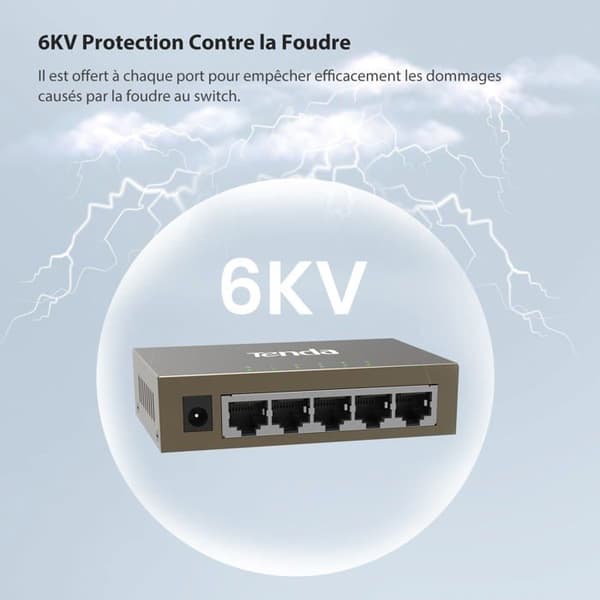 TENDA 5 Port Gigabit Ethernet Switch 10/100/1000 Mbps, RJ45 Switch Hemnätverk, Desktop Switch, Plug & Play, Metal, TEG1005