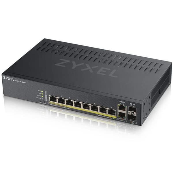 Ethernet-switch - ZYXEL - GS1920-8HPV2 - 8 portar - PoE - Modulär - Informationsteknik Svart