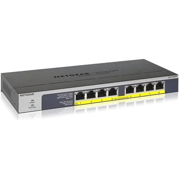 Switch 8 portar PoE+ 10/100/1000 Mbps Svart