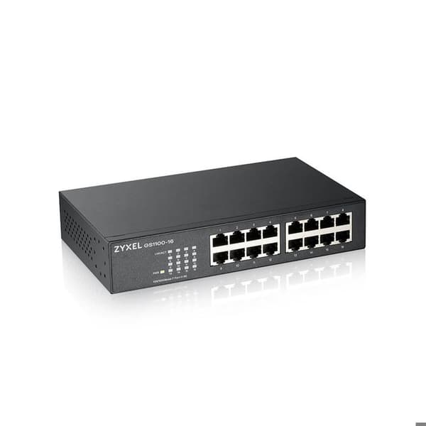 Gigabit-switch - Zyxel - GS1100-16 - 16 portar - Energibesparing - Tyst
