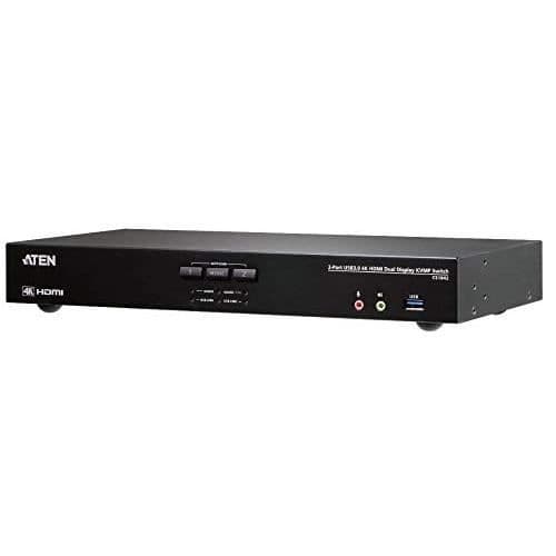 2-PORTAR TRUE 4K HDMI DUAL-VIEW KVM-SWITCH MED LJUD &amp; USB 3.0 HUB ATEN Svart