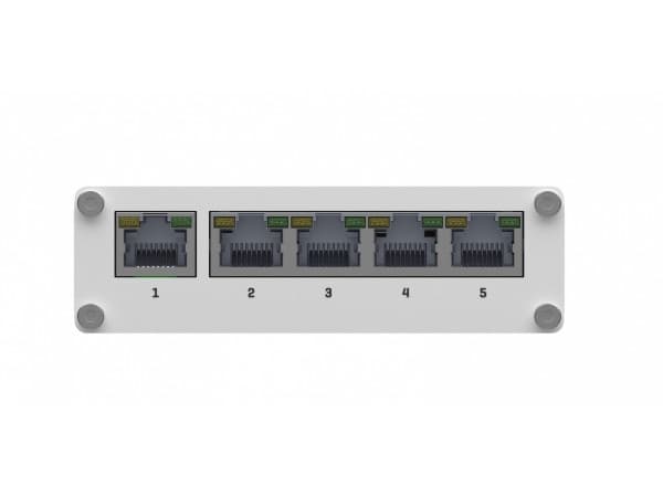 Teltonika TSW110 - Switch - ikke-styrt - 5 x 10/100/1000 - DIN-skinnemonterbar, overflatemonterbar - Passive PoE - DC-strøm