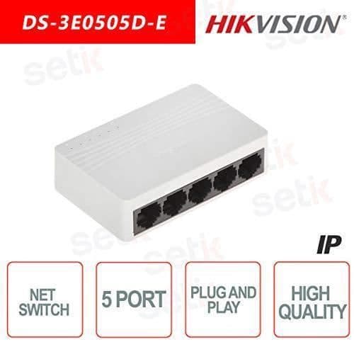 Switch - Hikvision - DS-3E0505D-E - 5 portar RJ45 - Ohanterad - Plug & Play