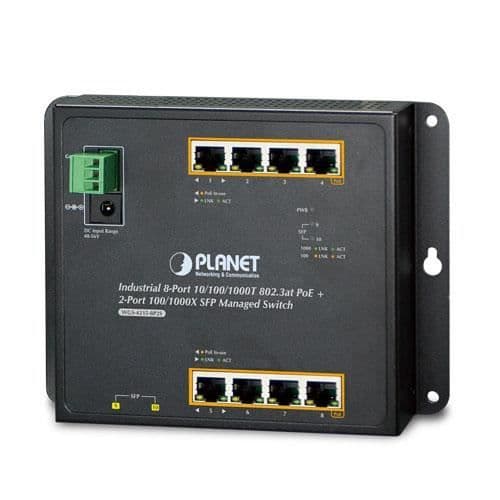 Planet WGS-4215-8P2S - Gigabit Ethernet Managed Network Switch - 8 RJ-45 PoE+-portar - L2 Svart
