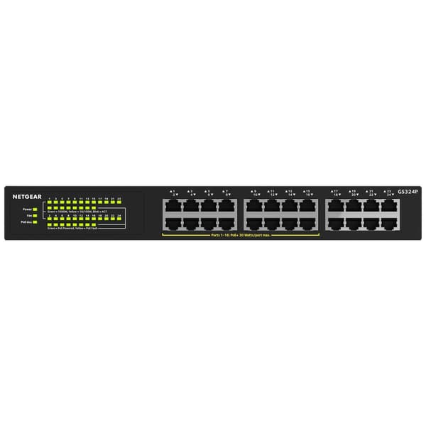 NETGEAR GS324P Switch RJ45 26 + 2 Port 1 GBit/s PoE-funktion Svart