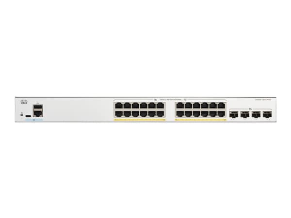 Cisco Catalyst 1200-24P-4X - Switch - L3 - smart - 24 x 10/100/1000 (PoE+) + 4 x 10Gb Ethernet SFP+ - rackmonterbar - PoE+ (195 W)