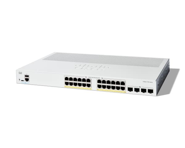 Cisco Catalyst 1200-24P-4X - Switch - L3 - smart - 24 x 10/100/1000 (PoE+) + 4 x 10Gb Ethernet SFP+ - rackmonterbar - PoE+ (195 W)