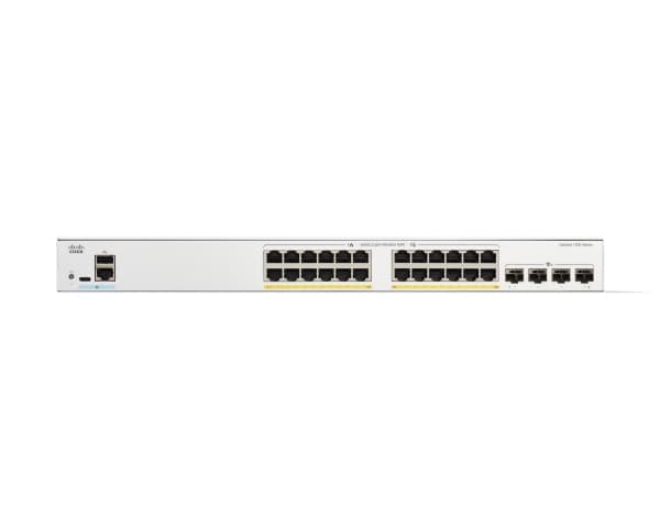 Cisco Catalyst 1200-24P-4X - Switch - L3 - smart - 24 x 10/100/1000 (PoE+) + 4 x 10Gb Ethernet SFP+ - rackmonterbar - PoE+ (195 W)