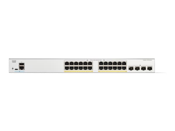 Cisco Catalyst 1200-24P-4X - Switch - L3 - smart - 24 x 10/100/1000 (PoE+) + 4 x 10Gb Ethernet SFP+ - rackmonterbar - PoE+ (195 W)