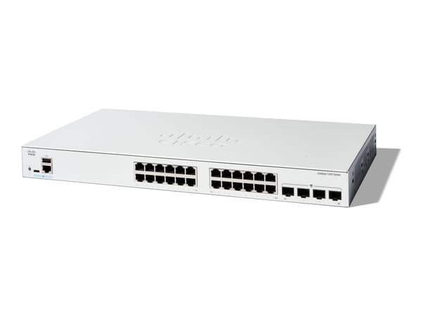Cisco Catalyst 1200-24T-4G - Switch - L3 - smart - 24 x 10/100/1000 + 4 x Gigabit SFP - rackmonterbar Vit
