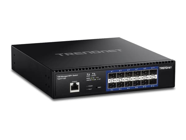 TRENDnet TL2-F7120 - Kytkin - Hallittu - 12 x 10 Gigabit SFP+ - telineeseen asennettava - TAA-yhteensopiva