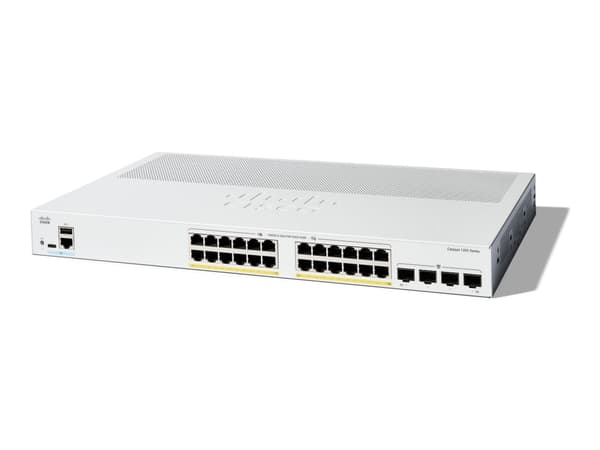 Cisco Catalyst 1200-24P-4G Smart Switch, 24 Port GE, PoE, 4x1GE SFP, Limited Lifetime Protection (C1200-24P-4G), Managed, L2, Gigabit Ethernet (10/10