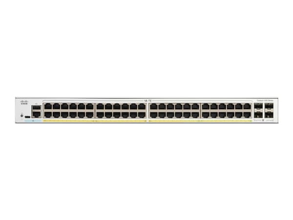 Cisco Catalyst 1200-48P-4G - Switch - L3 - smart - 48 x 10/100/1000 (PoE+) + 4 x Gigabit SFP - rackmonterbar - PoE+ (375 W)