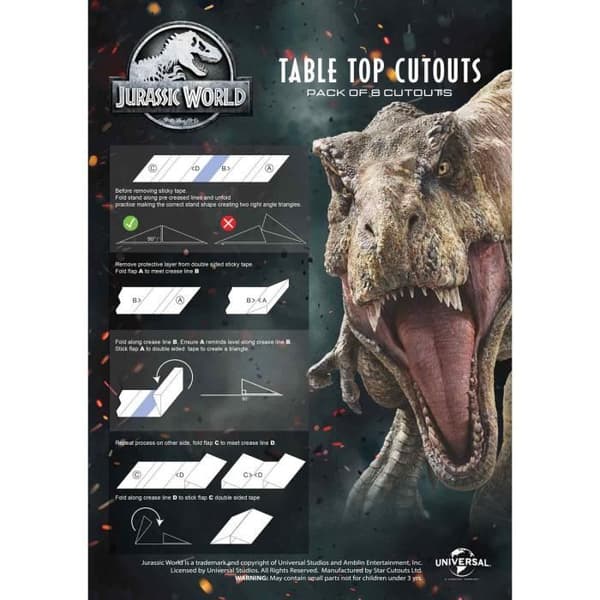 Star Cutouts TT009 - KVM SWITCH - Jurassic World Trex Dinosaur Collection Bordspaket, Flerfärgad